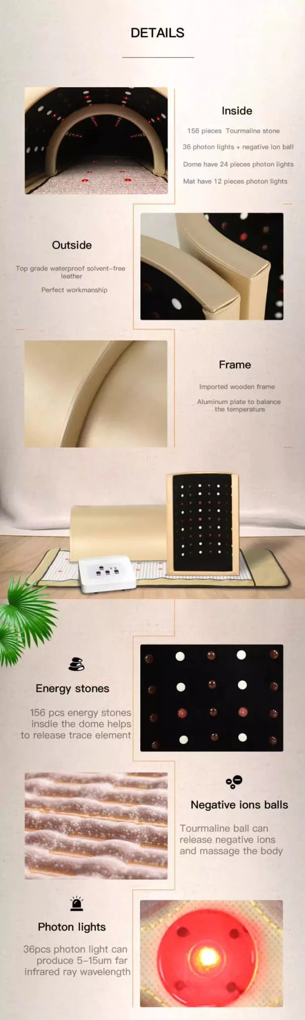 Uno Vita's infrared sauna dome with PEMF and negative ions - Uno Vita AS