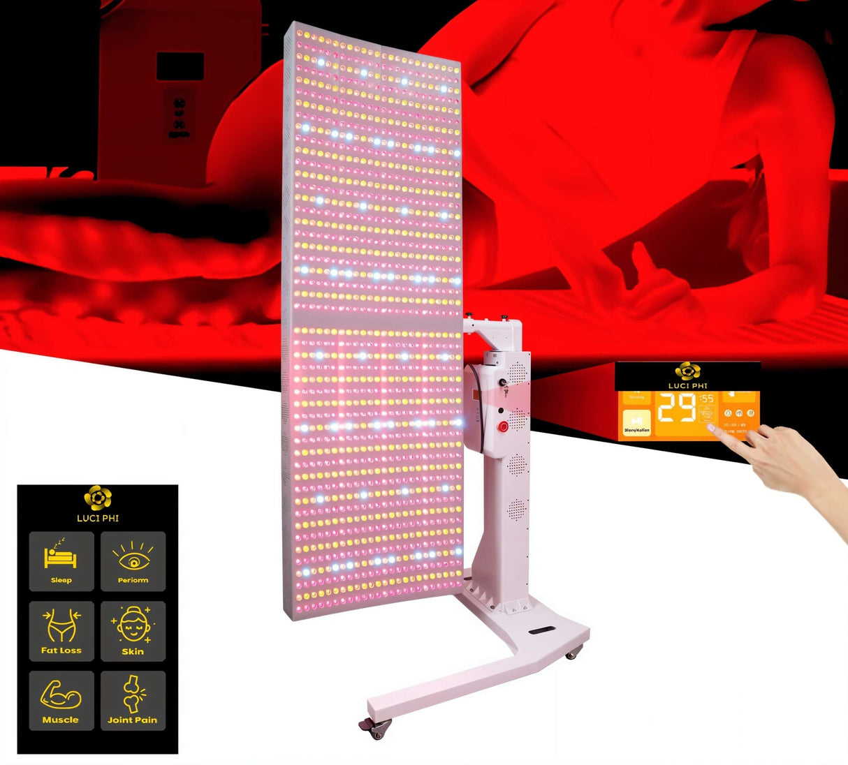 Uno Vita`s RLPRO2000L 9 - Wavelength High - Power Light Therapy Panel with Professional Stand - Uno Vita AS