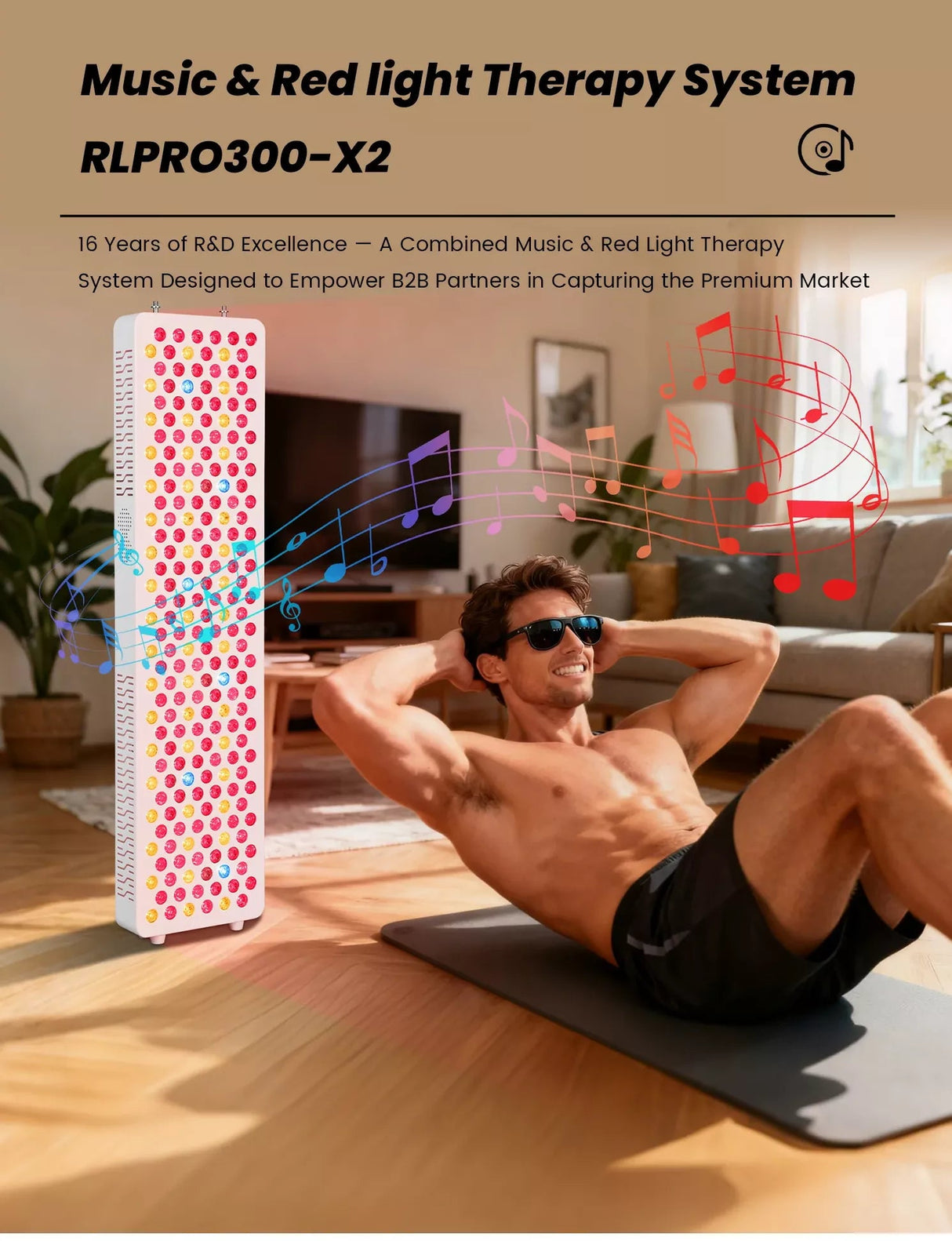 Uno Vita’s RLPRO300 - X2 – Innovative Red Light Therapy (9 waves – music – Luci Phi) - Uno Vita AS