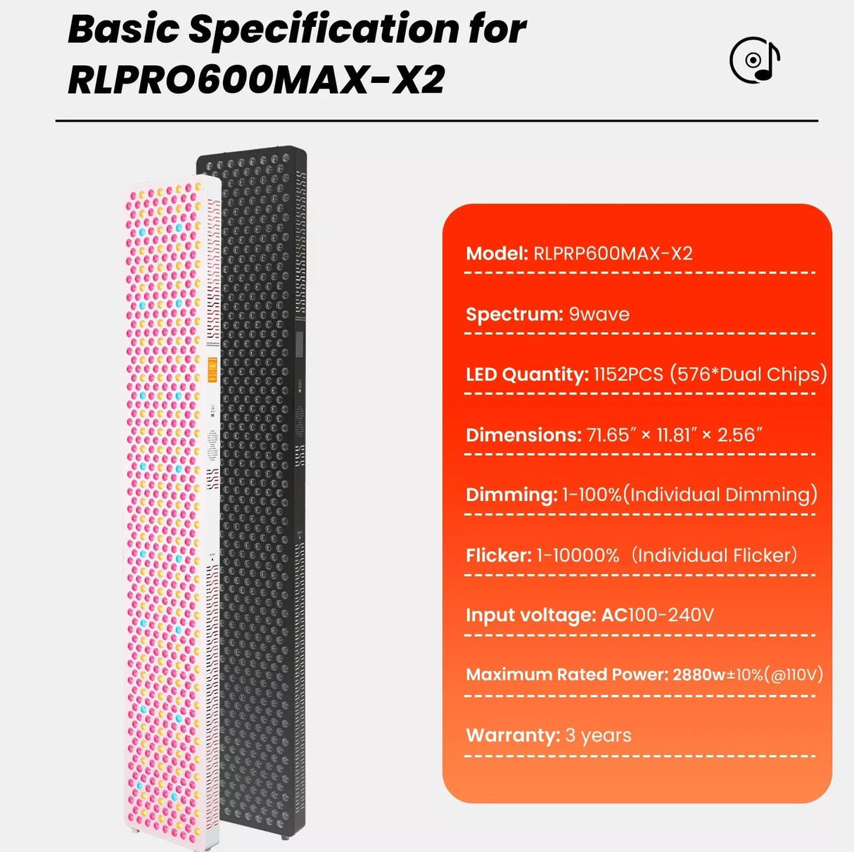 Uno Vita’s RLPRO600Max - X2 – Innovative Red Light Therapy (9 waves – music – Luci Phi) - Uno Vita AS