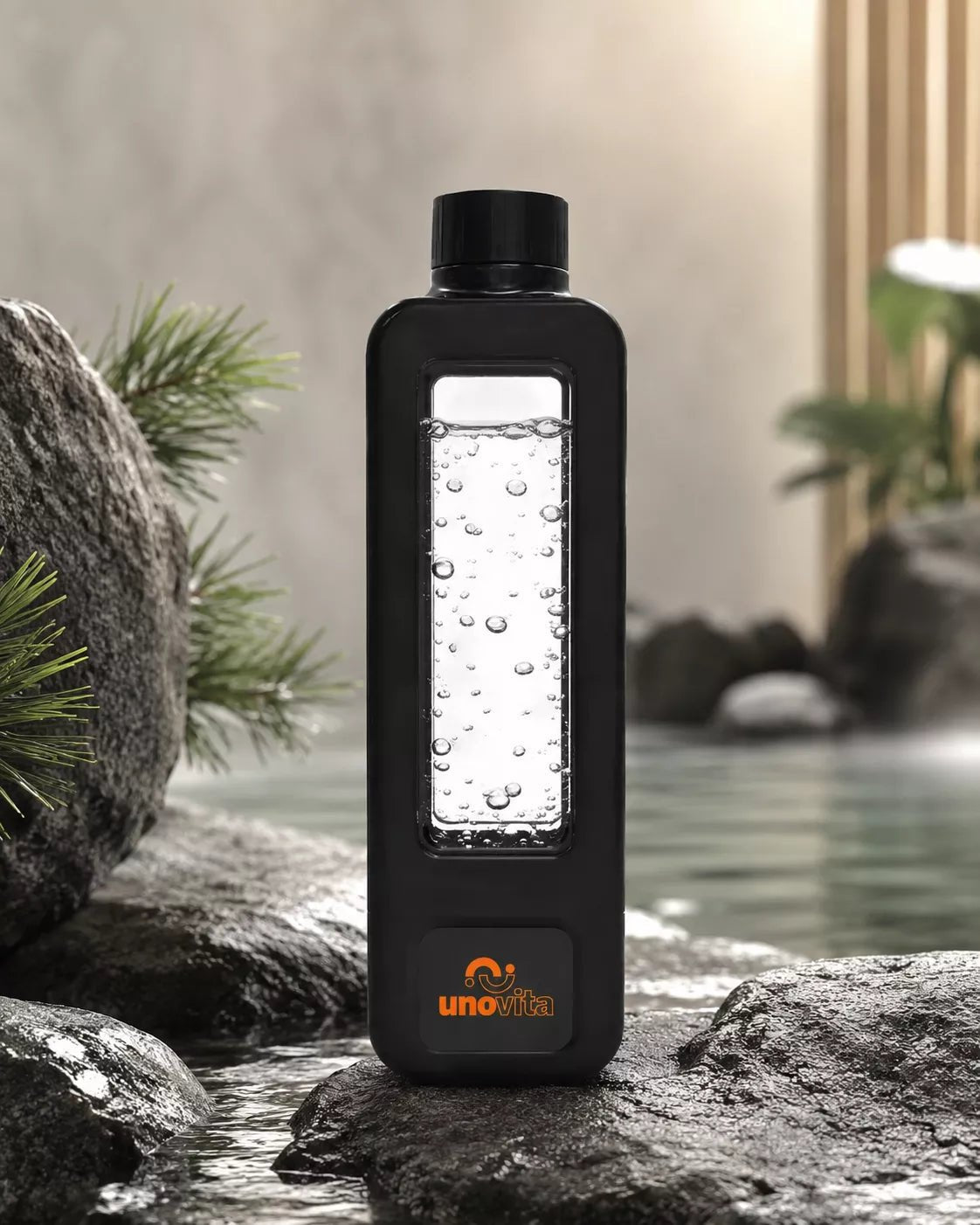 Uno Vitas Smart Hydrogen Water Cup Premium Edition, musta läpinäkyvä ikkuna, 350 ml, PEM-tekniikka ja UV-C