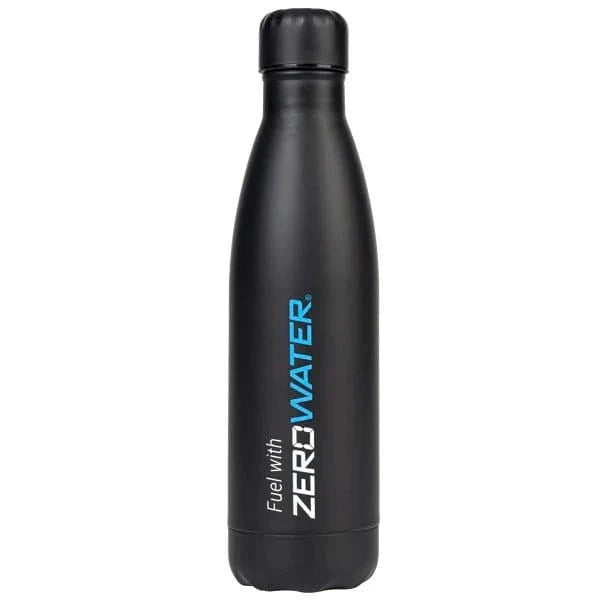ZeroWater On-the-Go dricksflaska 500 ml i svart rostfritt stål med läckagetätt lock och vakuumisolerad design