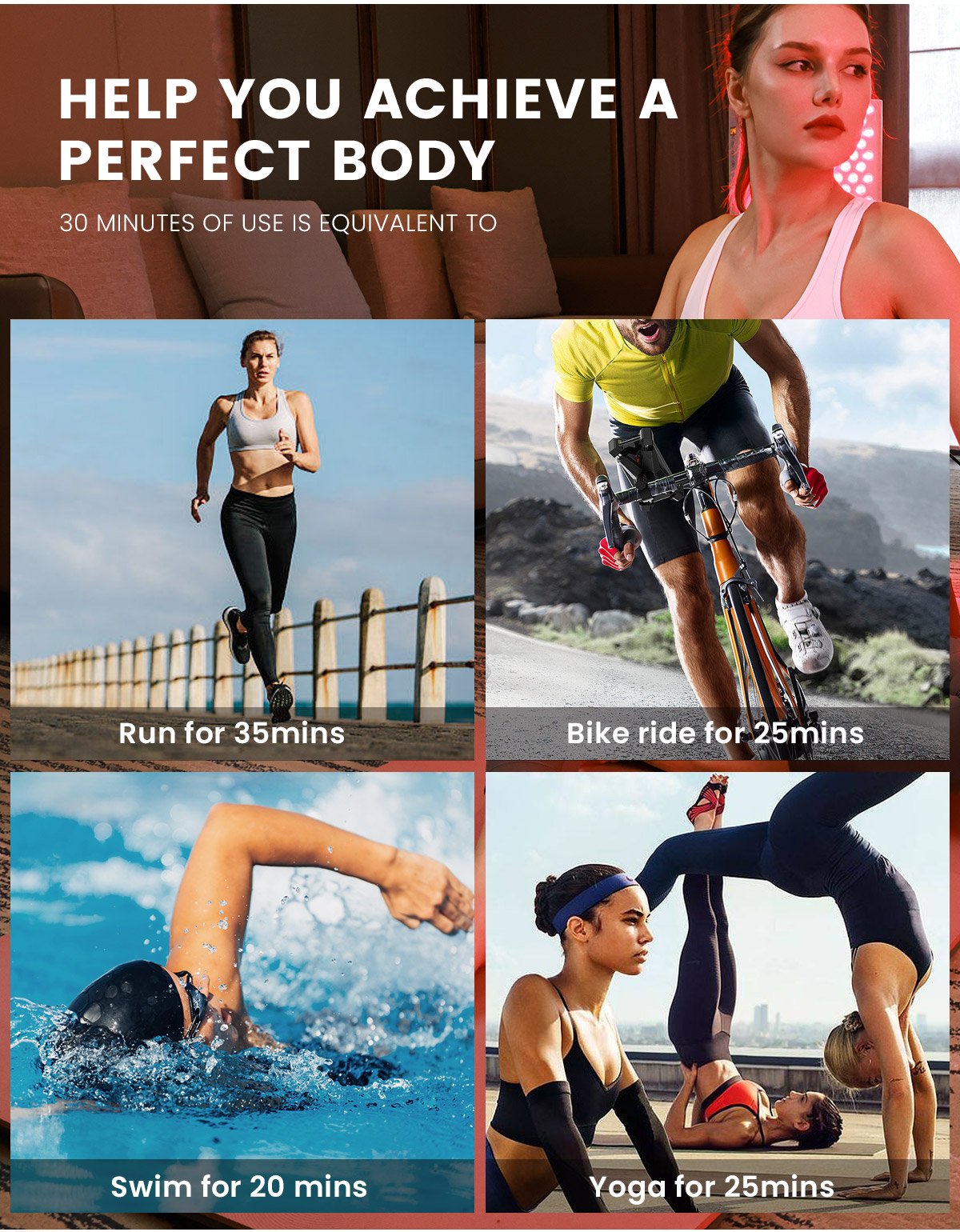 Panel de terapia de luz roja RL450MaxC de Uno Vita (negro)