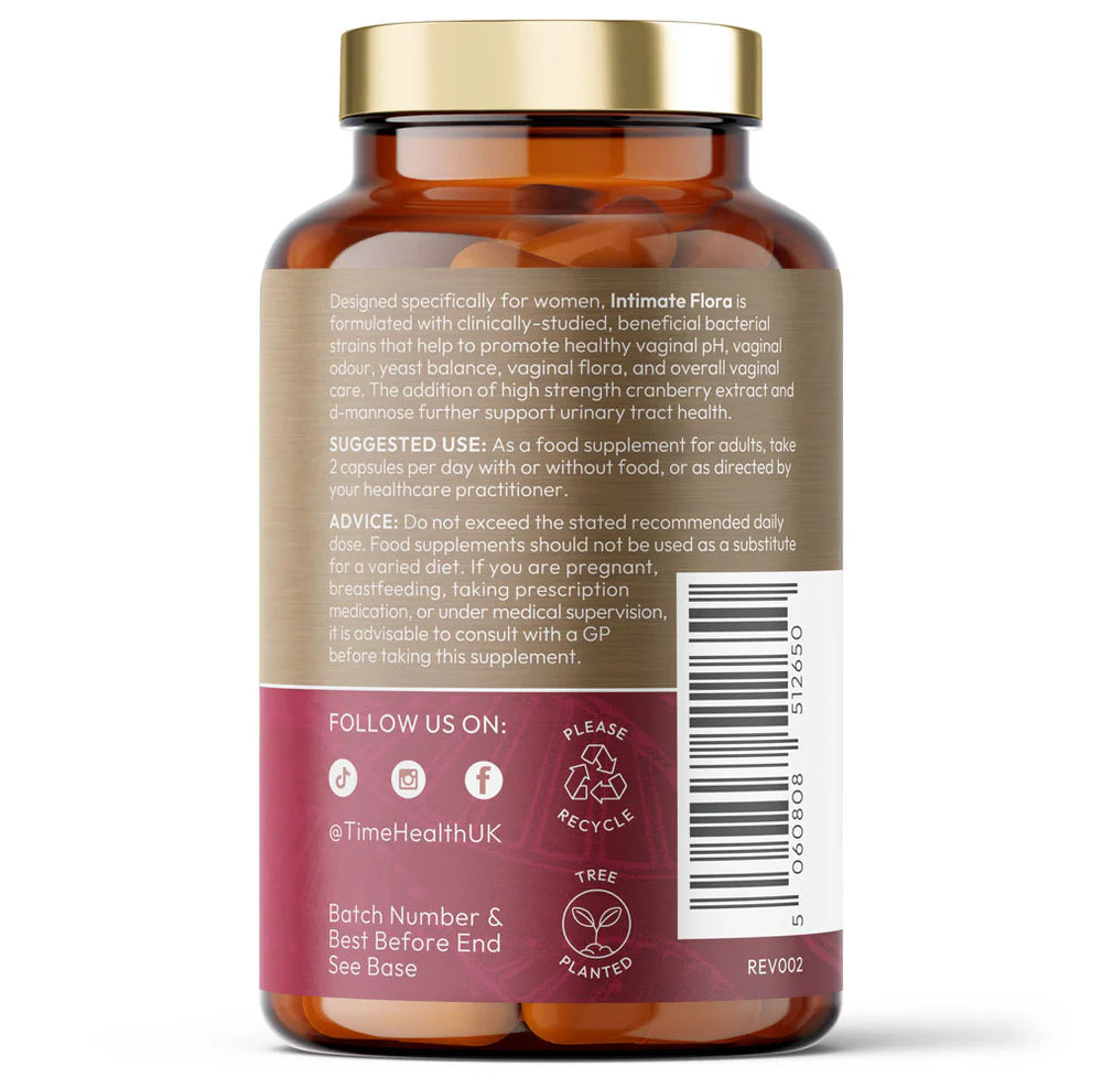 Flore intime – Microbiome vaginal et soutien aux infections urinaires – Probiotiques, canneberge, D-Mannose