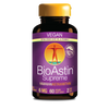 Le complément alimentaire BioAstin Supreme à 6 mg d'astaxanthine en flacon noir, végétalien et sans gluten, contient 60 gélules.