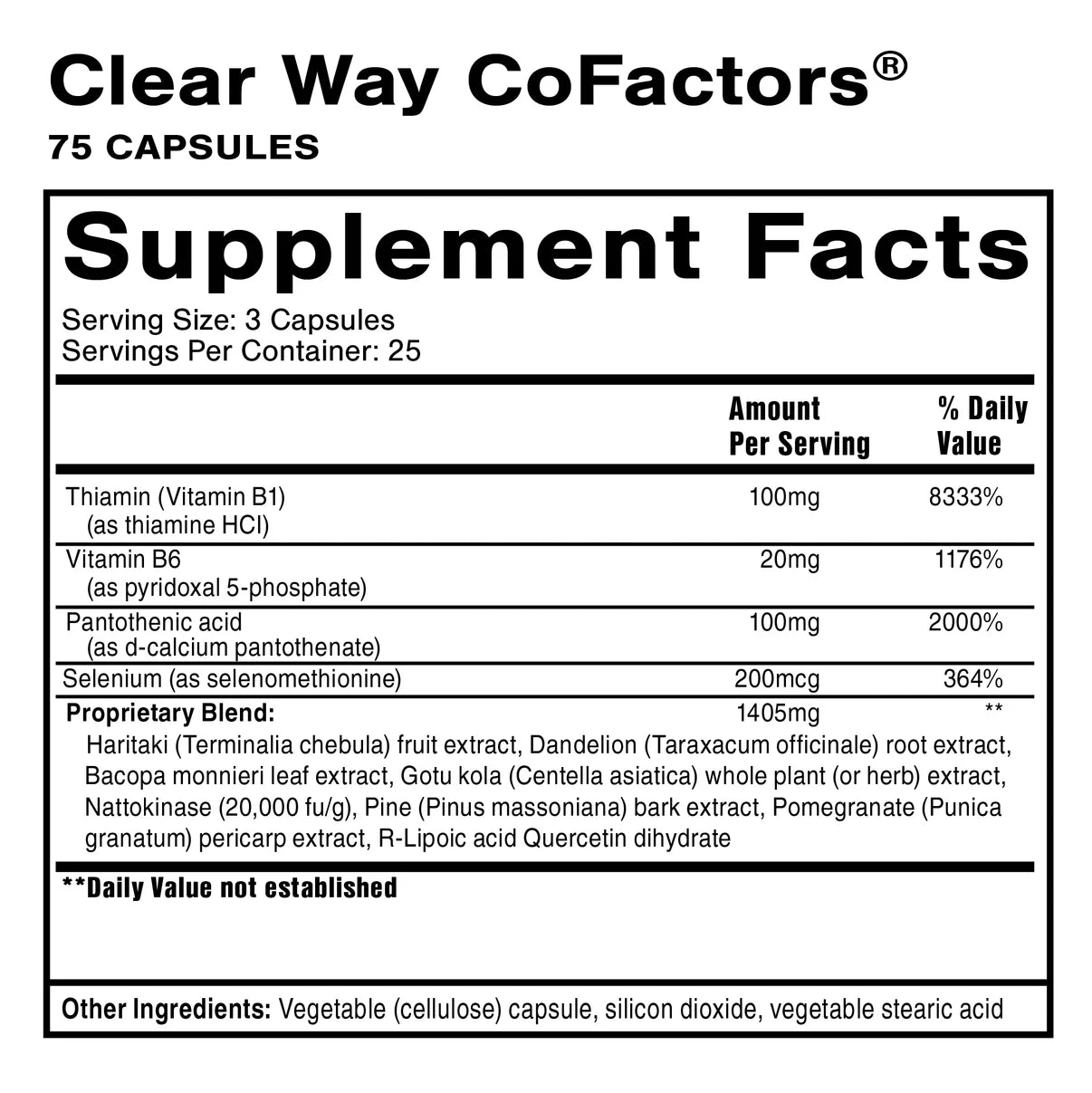 Quicksilver Scientific Clearway cofactores (75 cápsulas)