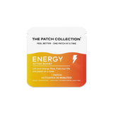 Livligt farvet pakke med wellnessplaster. Teksten "ENERGY ACTIVE BOOST" er fremhævet. Vegansk og vandafvisende.