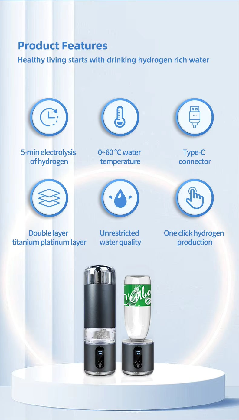 Uno Vita Sport H2 - Botella de agua de hidrógeno sobresaturada (8000 ppb)