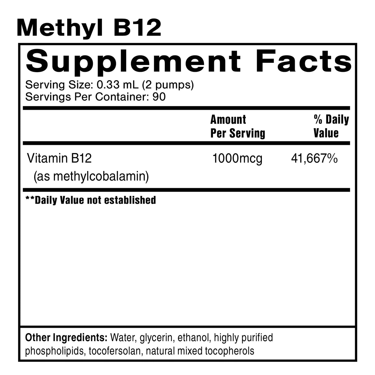 Méthyle liposomal B-12, (30 ml)