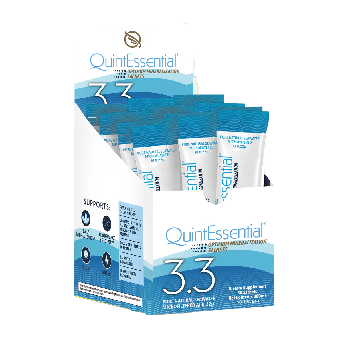 QuintEssential 3.3 (30 zakjes) - Zeewater-elektrolyt vloeibaar mineralensupplement