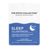 The Patch Collection Sleep Patches, confezione bianca e blu con testo sul sonno e 15 cerotti. Resistente all'acqua e vegano.