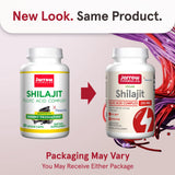 Shilajit Fulvic Acid Complex, dos frascos de cápsulas veganas, una con etiqueta amarilla y otra con etiqueta roja.