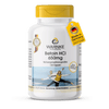 Il contenitore per capsule con coperchio giallo, etichettato "Betaina HCI 650 mg", contiene 120 capsule vegane.