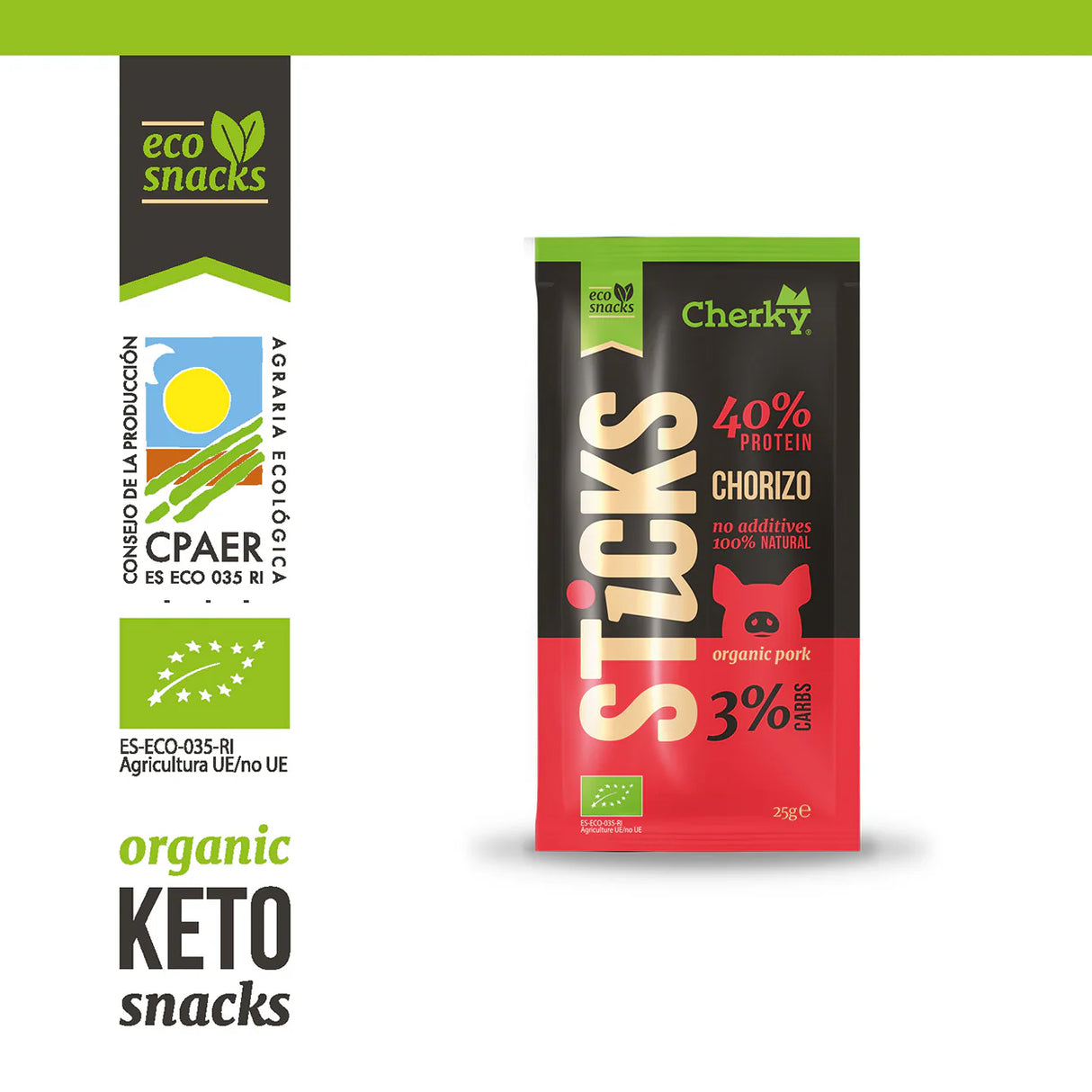 Eco Cherky Chorizo ​​Beef Sticks (25 grams)