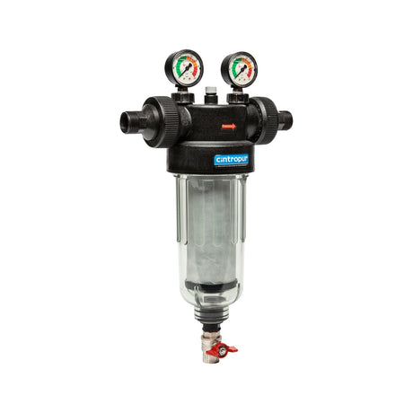 Cintropur NW280 centrifugaal voorfilter voor het hele huis, met twee manometers en transparante filterkom