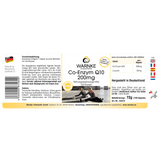 Capsules végétaliennes avec Coenzyme Q10 200 mg dans un récipient pratique. Contient 100 gélules contenant chacune 200 mg d'ubiquinone.