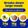 Capsule can break down 34 g of fat, 16 g of protein and 86 g of carbohydrates from large meals.