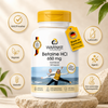 Betain HCl 650 mg, 120 veganske kapsler i hvit beholder med gult lokk, merket med HACCP og "Made in Germany.