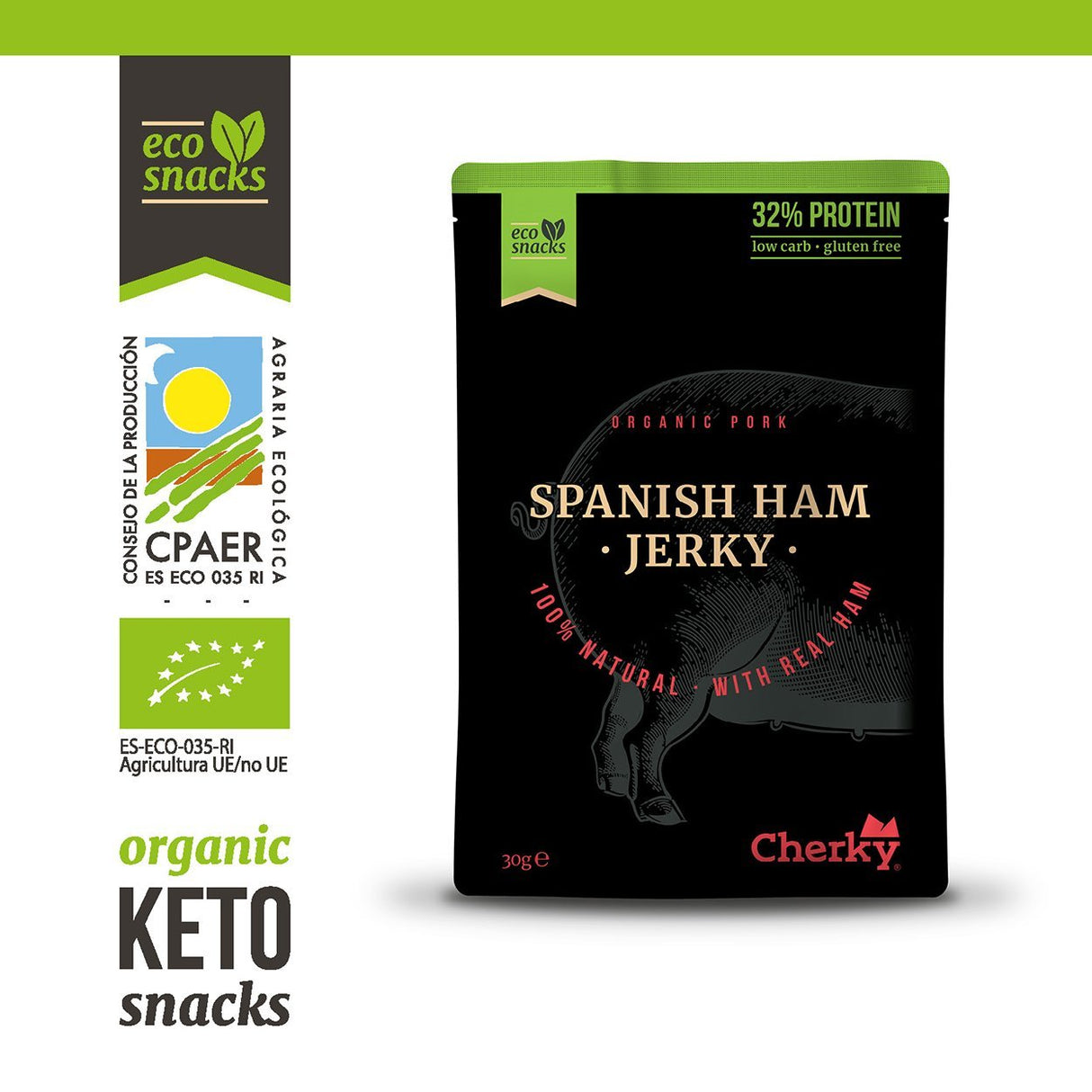 Eco Pork Jerky Spanish Ham (30 g) - Uno Vita AS