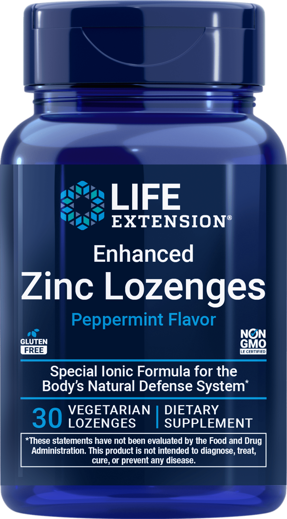 Pastilles de zinc améliorées Life Extension, saveur de menthe poivrée, 30 pastilles végétariennes
