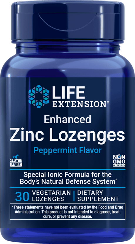 Pastilles de zinc améliorées Life Extension, saveur de menthe poivrée, 30 pastilles végétariennes