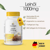 Flaxseed Oil 1000 mg - 300 softgels - with Vitamin E - for cell protection - Uno Vita AS