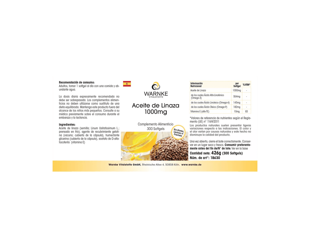 Flaxseed Oil 1000 mg - 300 softgels - with Vitamin E - for cell protection - Uno Vita AS