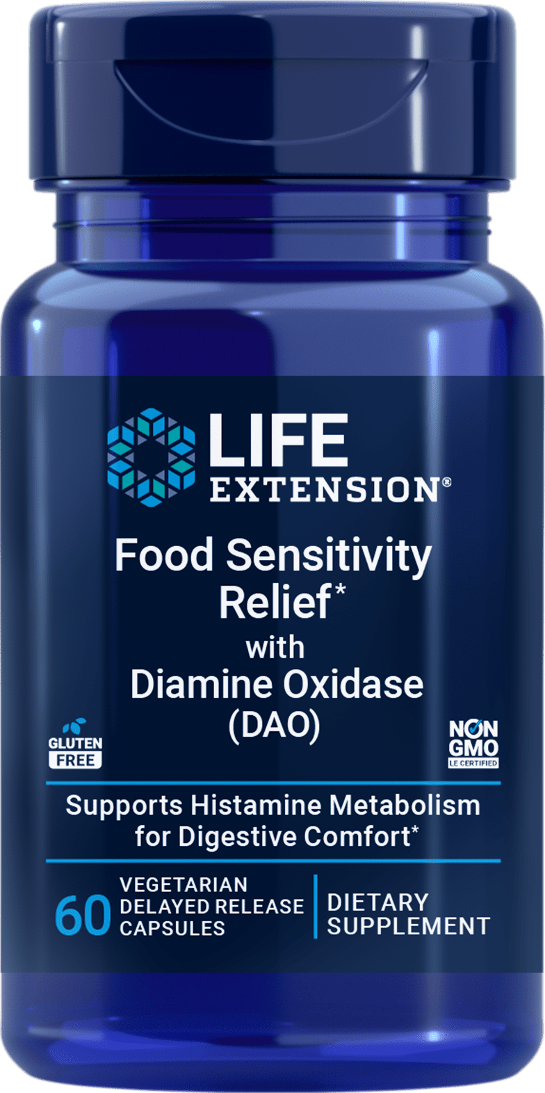 Life Extension Food Sensitivity Relief with Diamine Oxidase DAO, 60 capsules