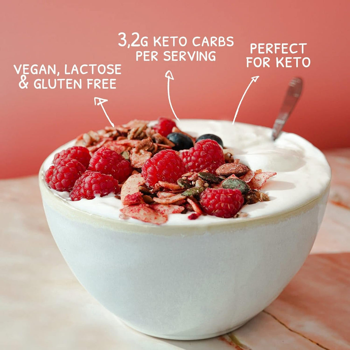 Go-Keto Bio Keto Granola - Raspberry - Uno Vita AS