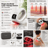 Magic Handheld Laser HD-Cure MAX yleiskatsaus neljällä aallonpituudella, 1600 mW teholla ja lisävarusteilla