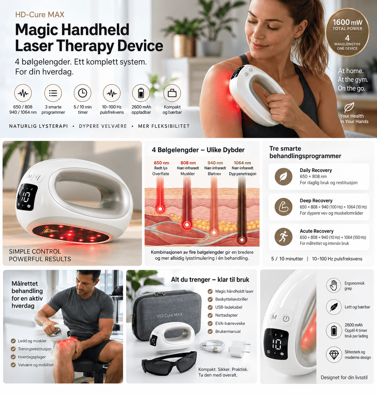 Magic Handheld Laser HD-Cure MAX yleiskatsaus neljällä aallonpituudella, ohjelmat, lisävarusteet ja käyttö