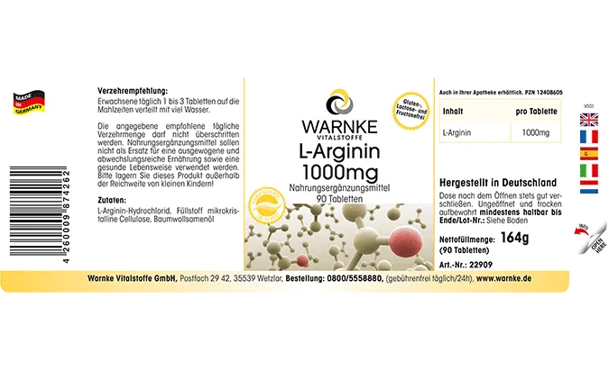 L-Arginina 1000 mg - 90 Compresse - Vegan
