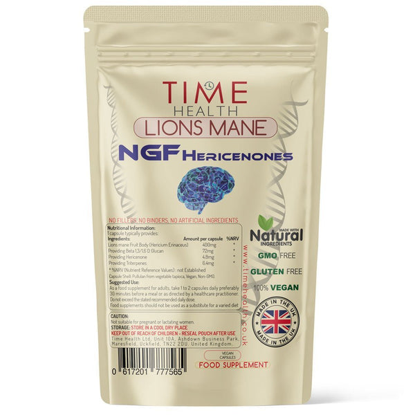 Löwenmähne (Hericium erinaceus) NGF – Hohe Stärke – Uno Vita AS