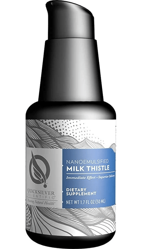 Quicksilver Scientific Nanoemulsified Milk Thistle, liquid milk thistle extract in pump bottle