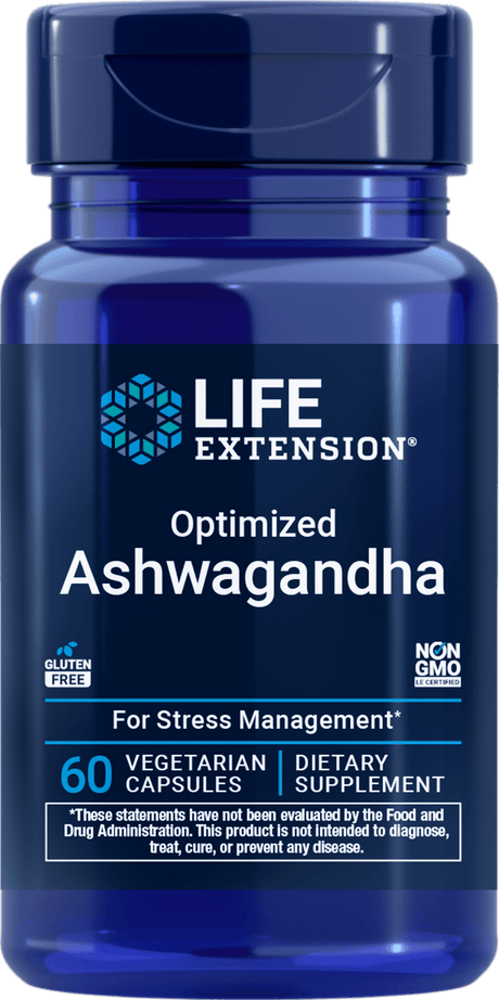 Life Extension Optimized Ashwagandha, 60 kasvissyöjäkapselia stressinhallintaan
