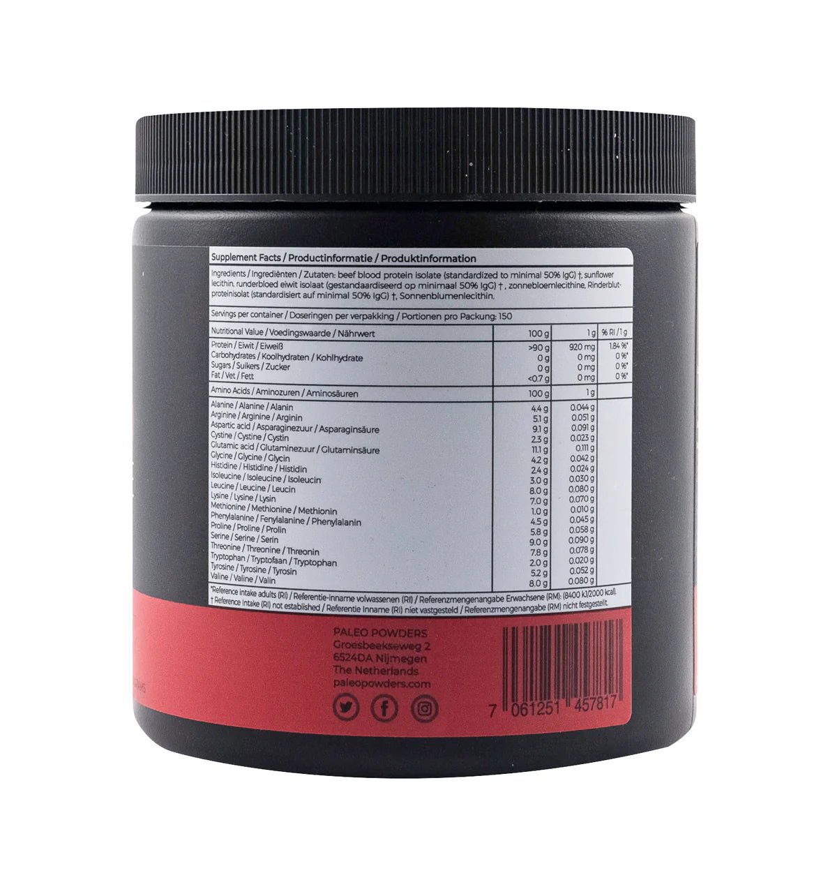 Paleo Beef Blood Protein Isolate - Grass - Fed - 150 grams - Uno Vita AS