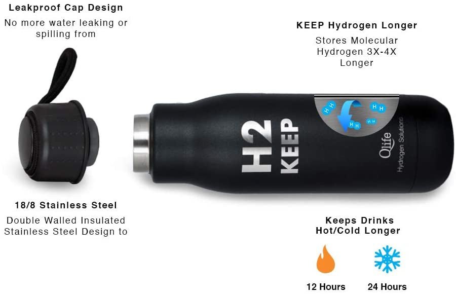 Qlife H2 KEEP Stainless Steel Water Bottle - Uno Vita AS