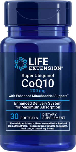 Life Extension Super Ubiquinol CoQ10 200 mg med mitokondriestøtte, 30 softgels