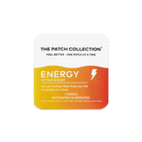Confezione di cerotti benessere dai colori vivaci. Il testo "ENERGY ACTIVE BOOST" è evidenziato. Vegano e resistente all'acqua.