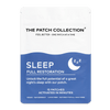 The Patch Collection Slaappleisters, witte en blauwe verpakking met tekst over slaap en 15 pleisters. Waterbestendig en veganistisch.