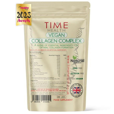Vegan Collagen Complex – for Optimal Collagen Formation – Skin, Hair, Nails, Joint & Bone Support (120) - Uno Vita AS
