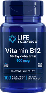 Life Extension B12-vitamiini Metyylikobalamiini 500 mcg, 100 kasvistablettia