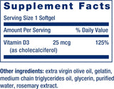 Vitamin D3 - 25 mcg (1000 IE, 250 softgels) - Uno Vita AS