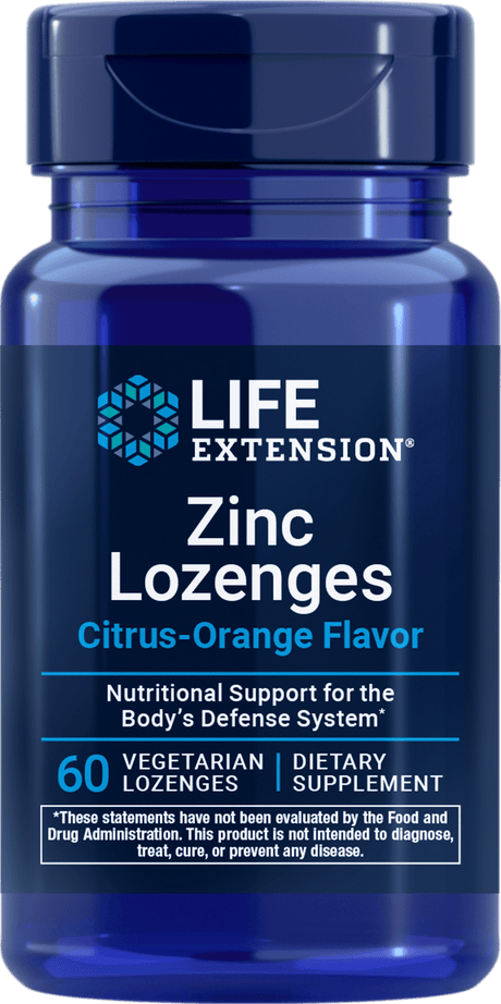 Life Extension Zinc-imeskelytabletit sitrus-appelsiinin maulla, 60 kasvistablettia